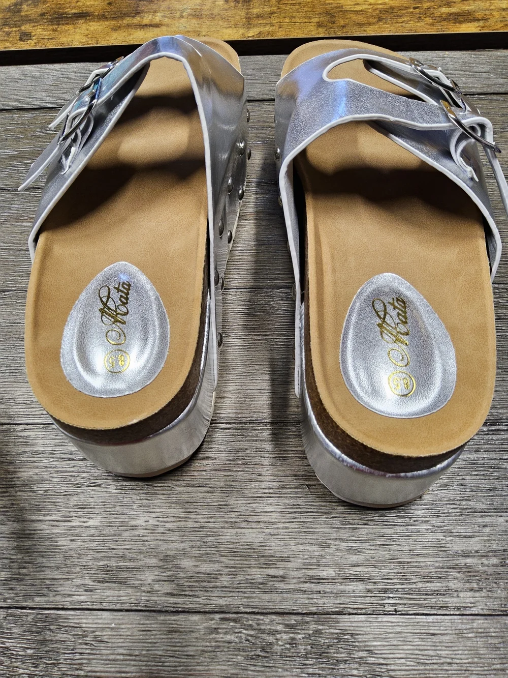 Silver Double-Buckle Platform Sandals - Women